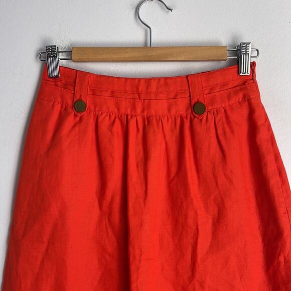 Tory Burch 100% linen hi rise A-line skirt sz 4 - Picture 2 of 6